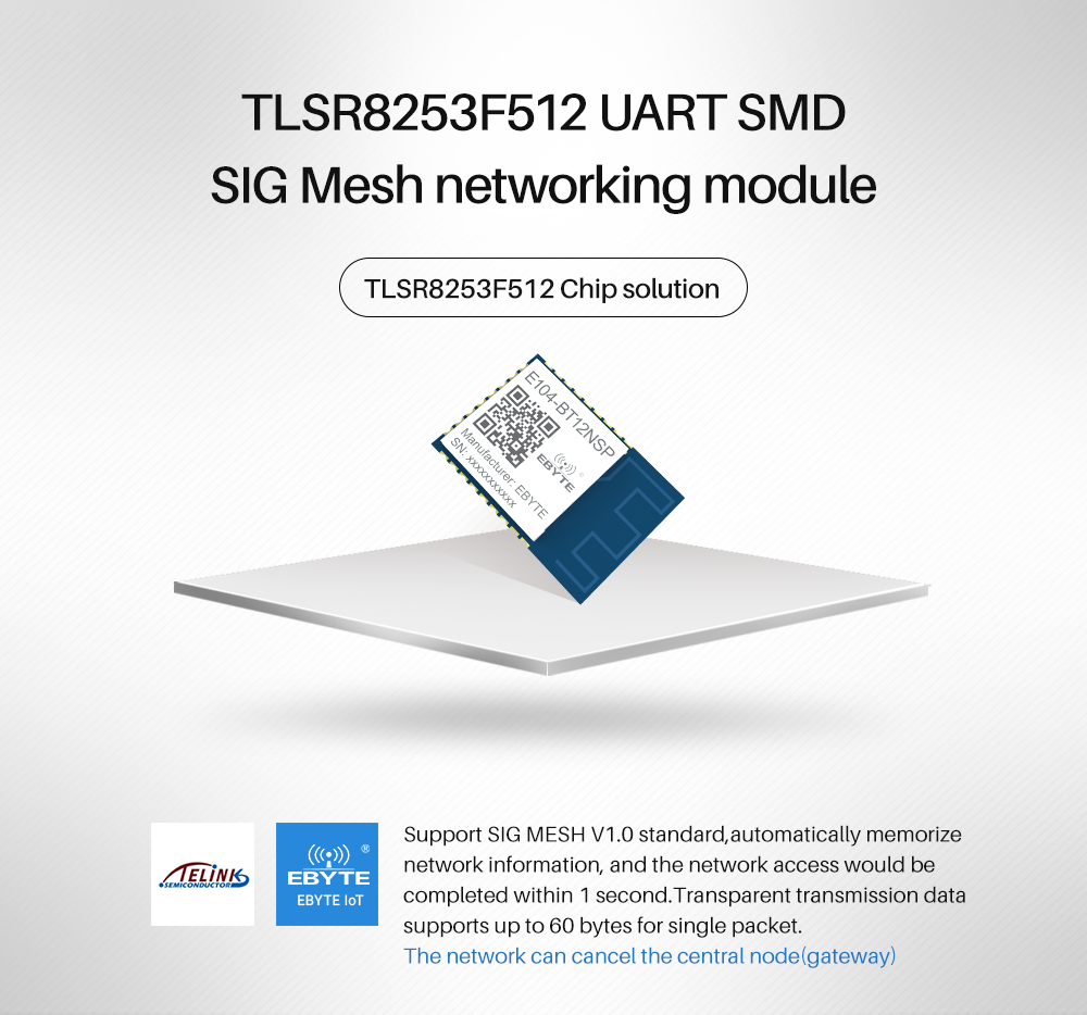 E104-BT12NSP TLSR8253F512 UART SMD SIG Mesh networking module