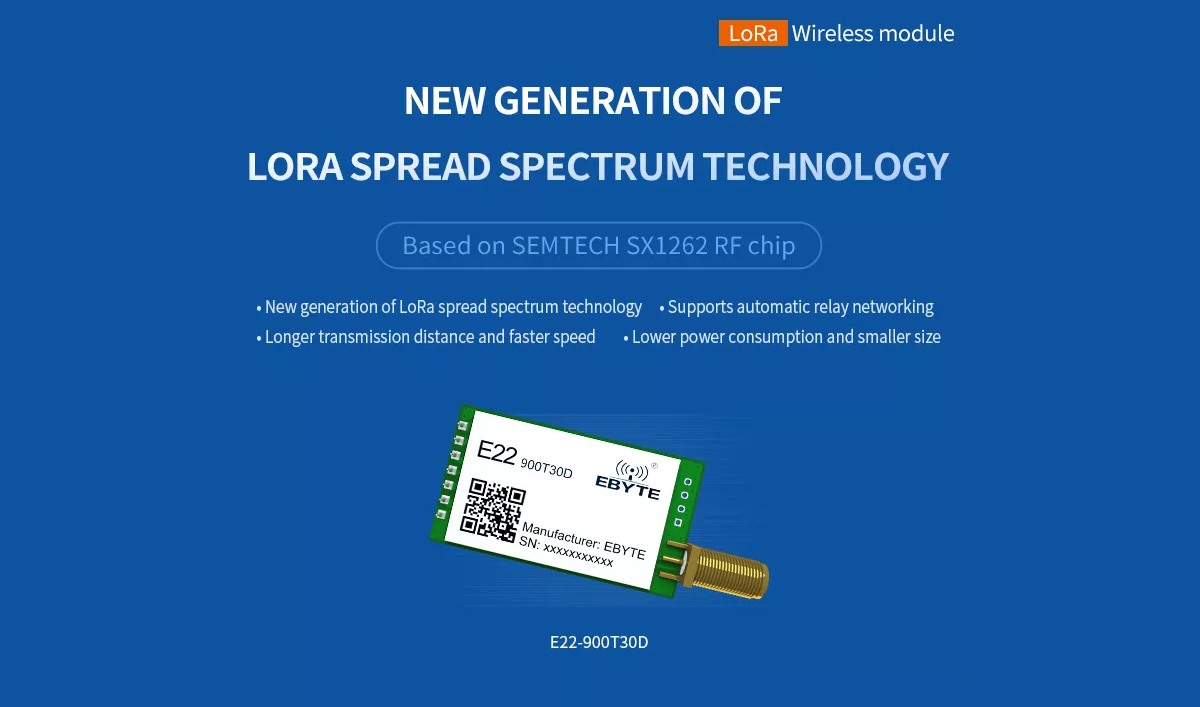 E22-900T30D SX1262 RF chip New generation Loa spread spectrum