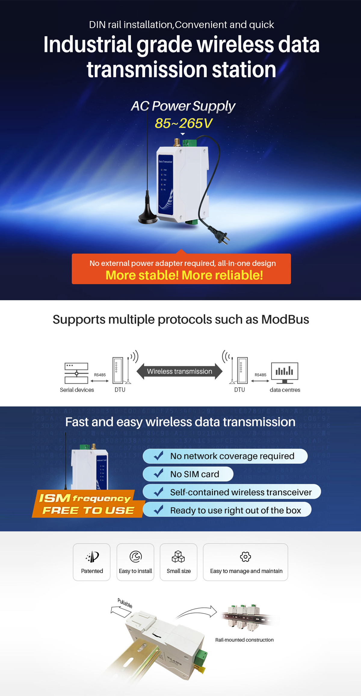 Industrial-grade wireless data transmission station