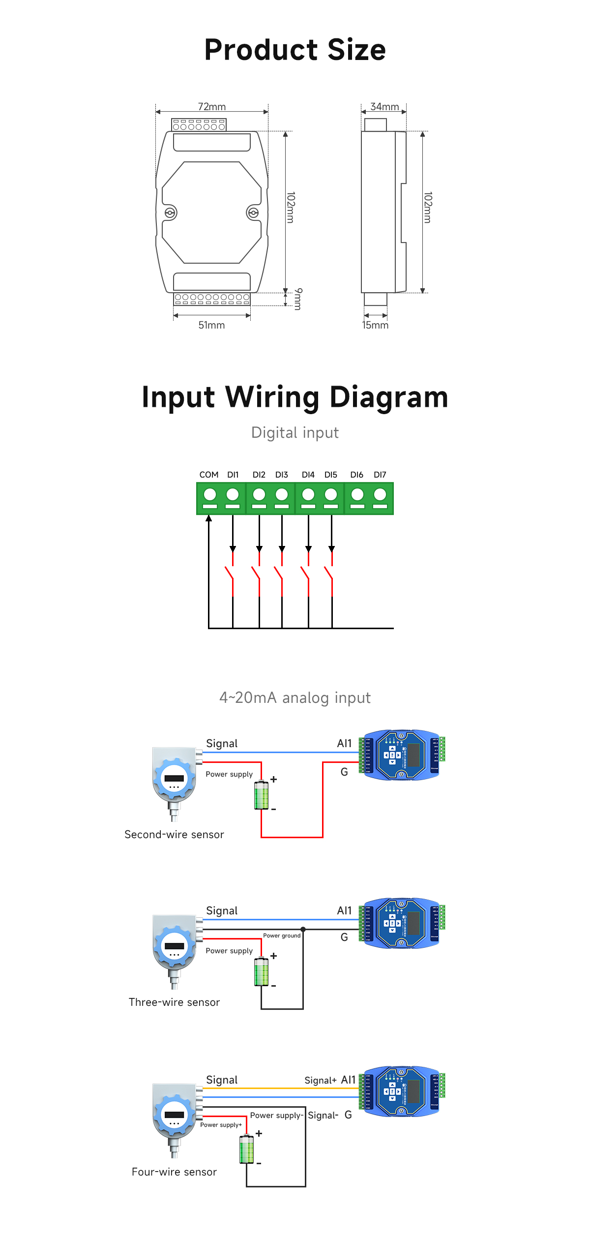 Product Size Digital input