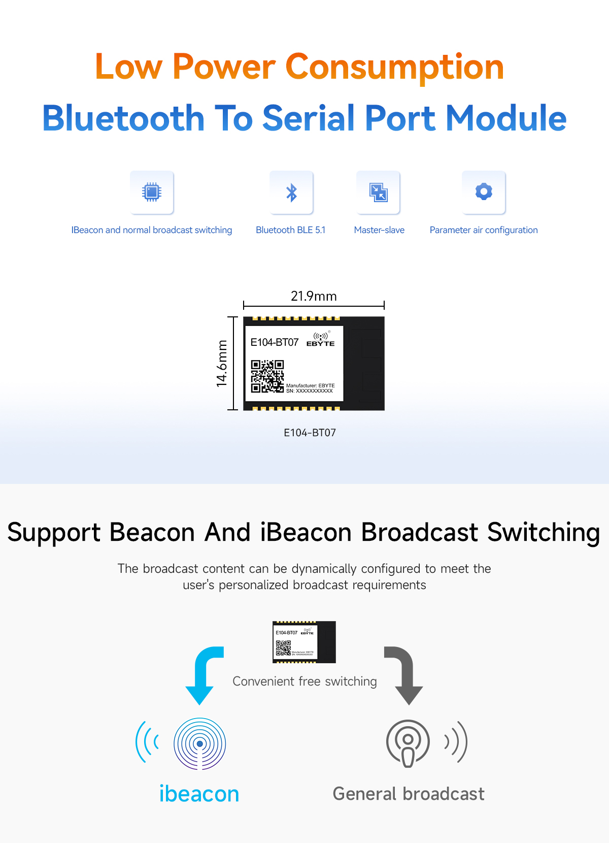 E104-BT07 Low Power Consumption Bluetooth To Serial Port Module