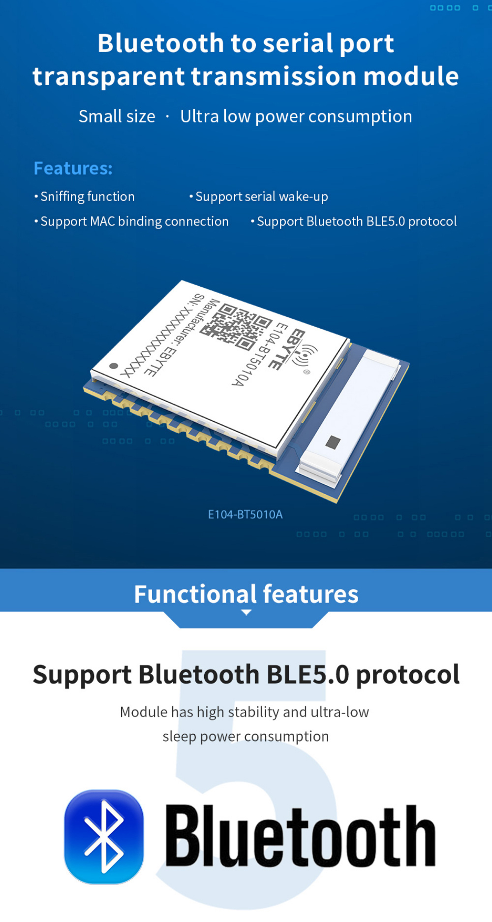 E104-BT5011A Bluetooth to the serial port transparent transmission module