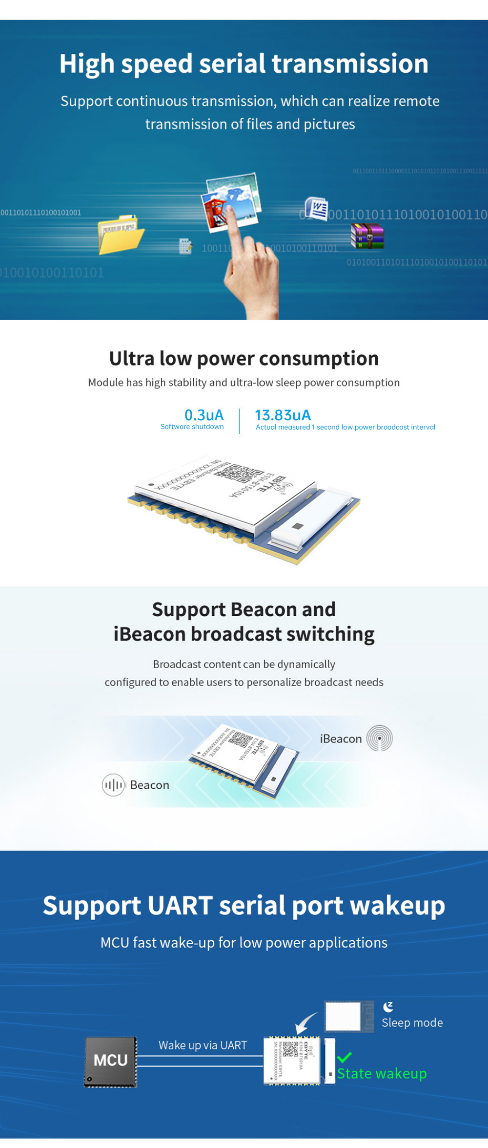 E104-BT5011A High-speed serial transmission,Ultra-low power consumption